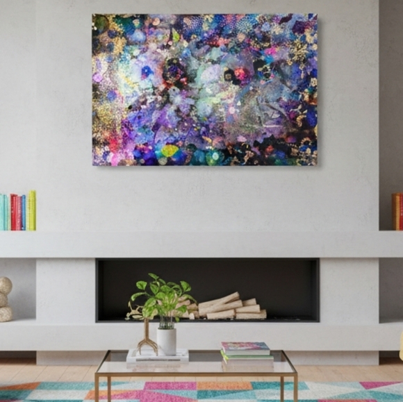Hand Crafted Other - HANDCRAFTED Abstract Colorful Painting HANDMADE & HANDPAINTED Wall Art Decor